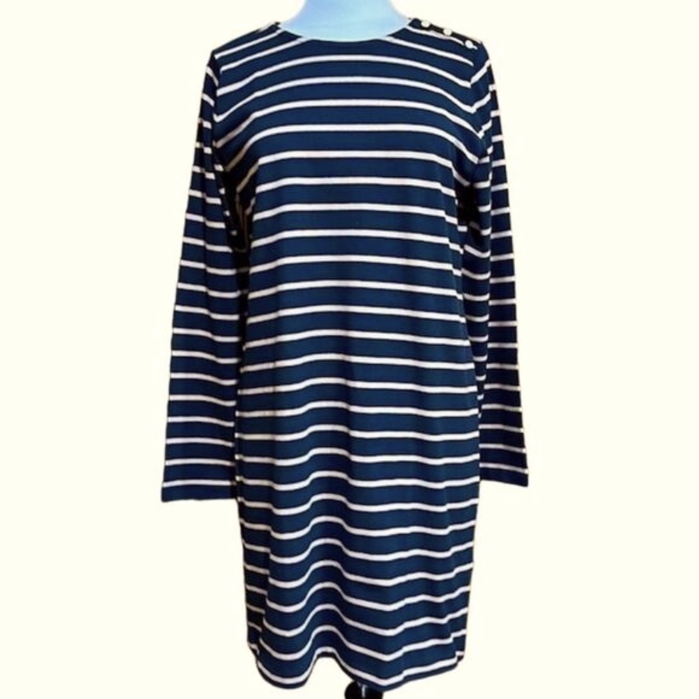 J.Crew Women's Striped Long Sleeve Blue Dress Size L - NWT